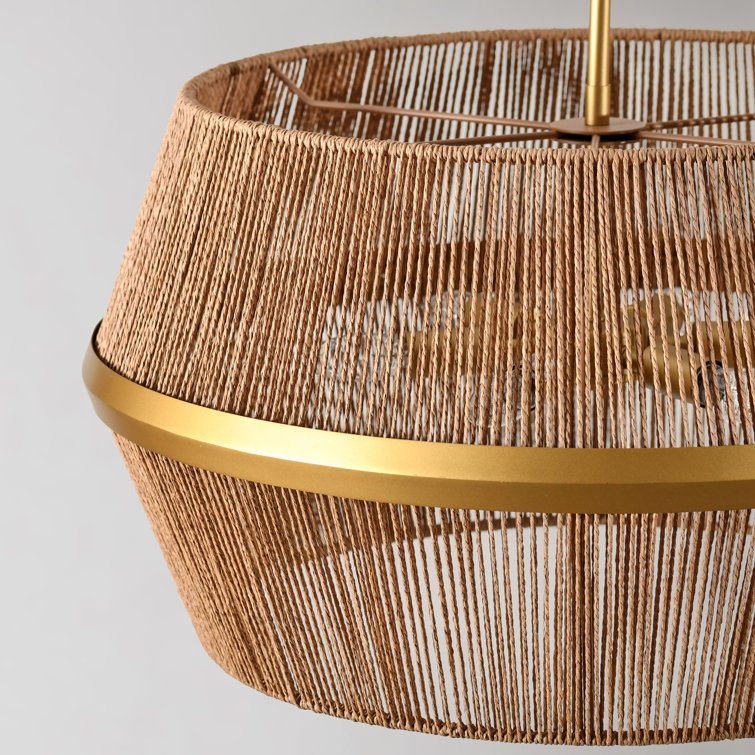 Wendy 26'' Natural Rattan and Iron Chandelier