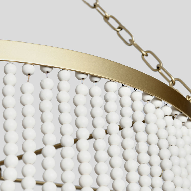 Amanda White Beaded Three-Tier Chandelier