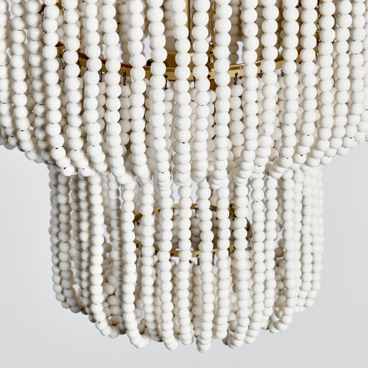 Amanda White Beaded Three-Tier Chandelier