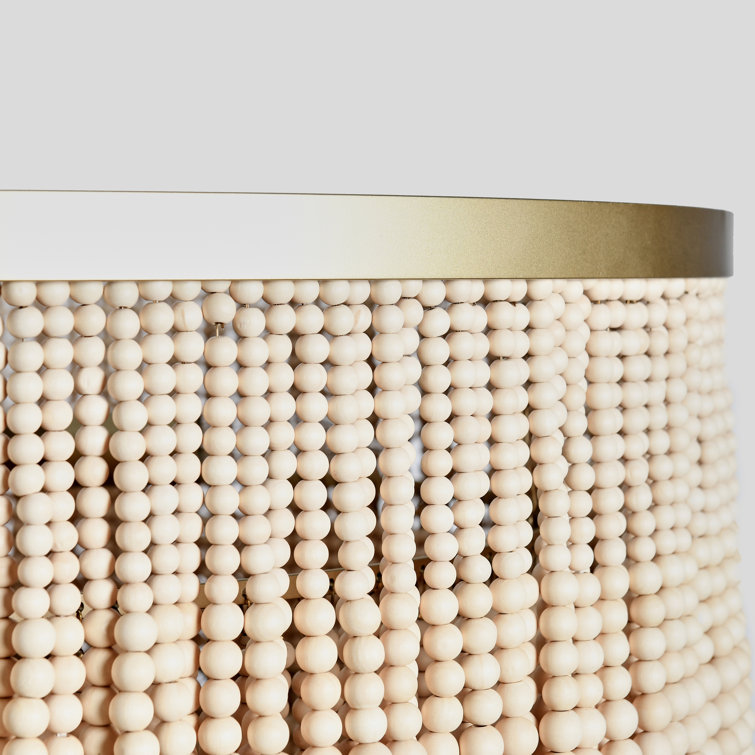 Natural Beaded Tiered Chandelier with Cotton Tassels