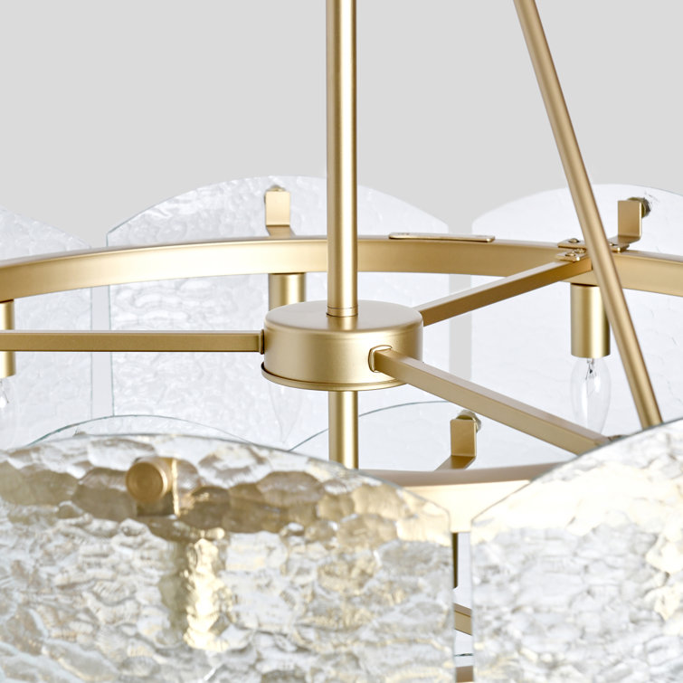 Gold and Clear Glass Tiered Chandelier with 16 Lights