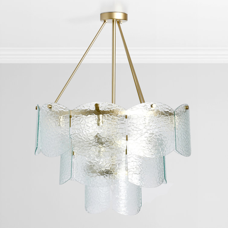 Gold and Clear Glass Tiered Chandelier with 16 Lights