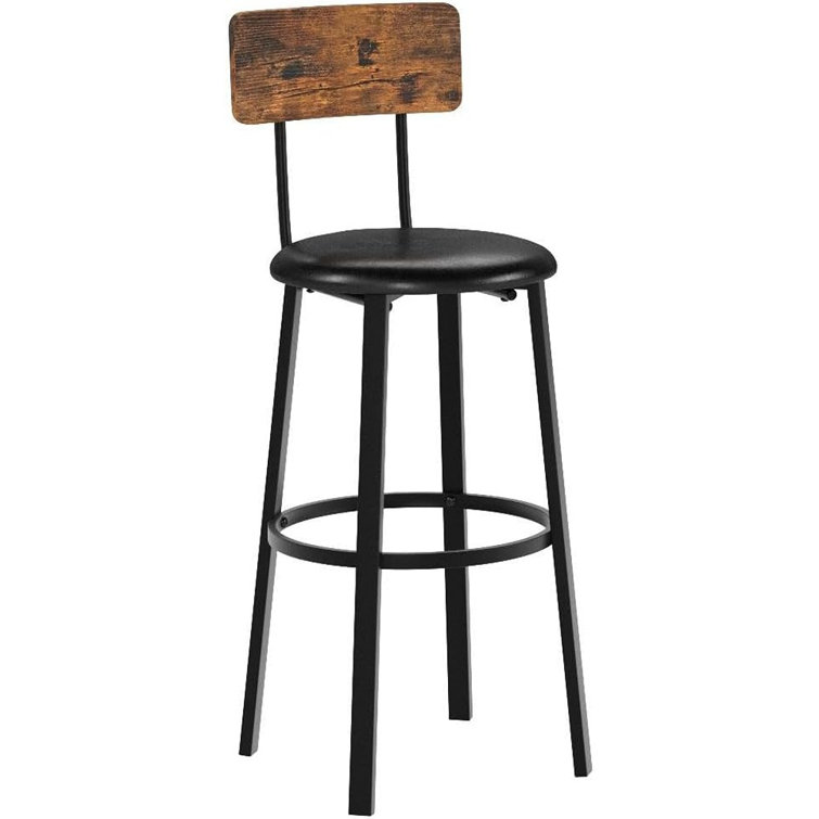 Rustic Brown 24.4" Counter Height Wood and Metal Bar Stools