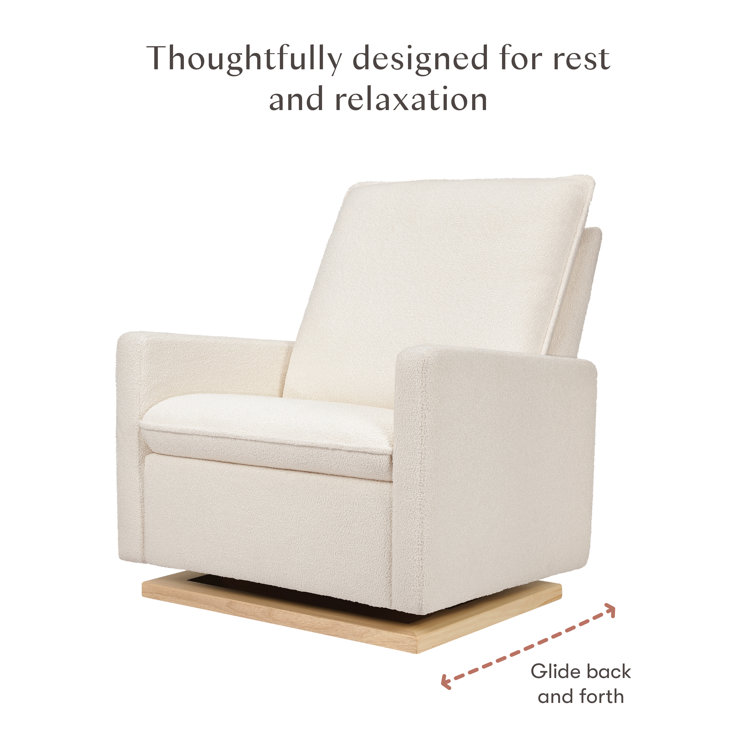 Chantilly Fleece Pillowback Glider with Light Wood Base