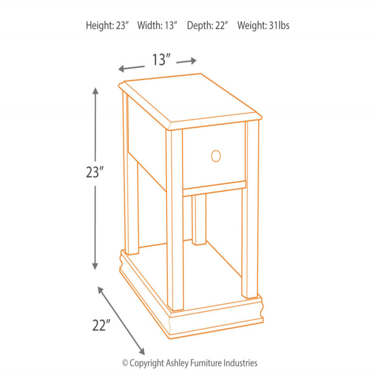 Contemporary Breegin Brown Rectangular Chairside End Table with Storage