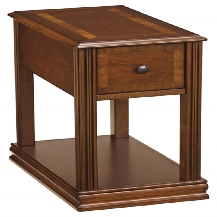Contemporary Breegin Brown Rectangular Chairside End Table with Storage