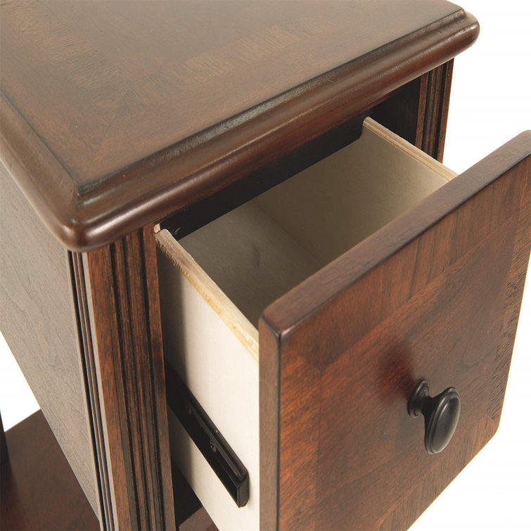 Contemporary Breegin Brown Rectangular Chairside End Table with Storage
