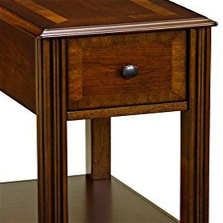 Contemporary Breegin Brown Rectangular Chairside End Table with Storage