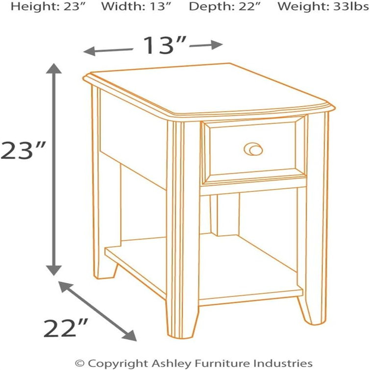 Contemporary Black Wood Chairside End Table with Storage Drawer