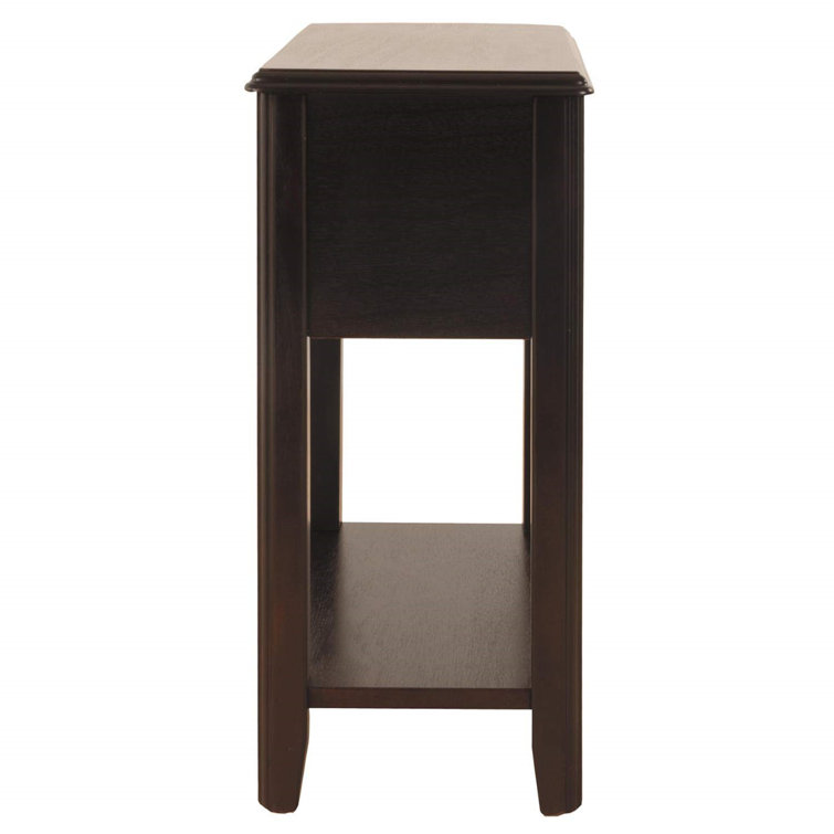 Contemporary Black Wood Chairside End Table with Storage Drawer