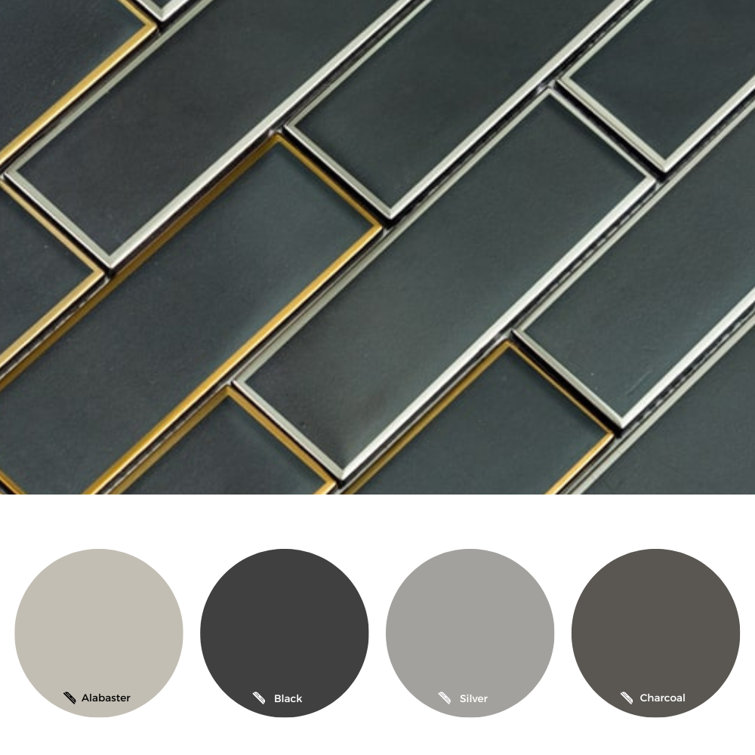 Athena Black 12'' x 12'' Glass Brick Joint Mosaic Tile