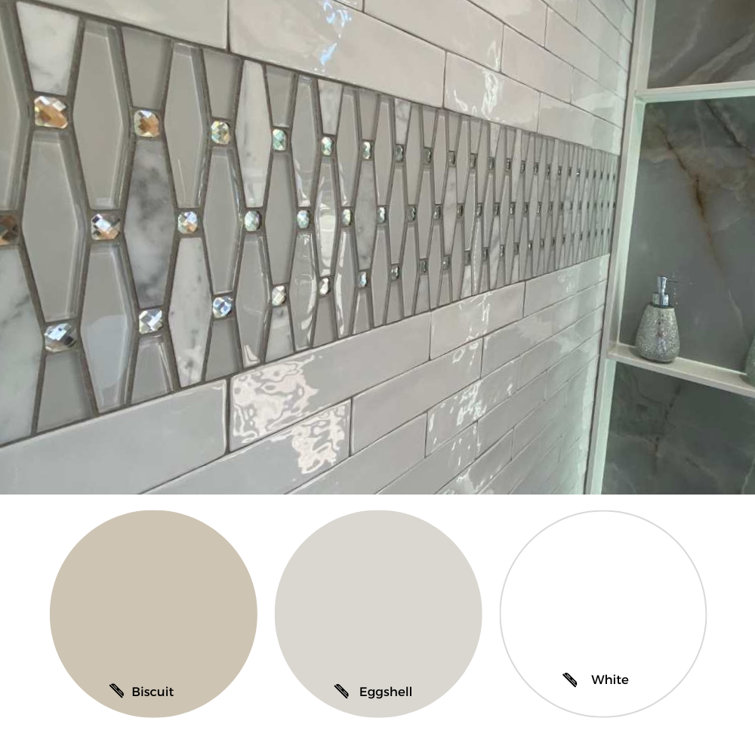 Carrara Diamond 12" x 12" White and Gray Glass Mosaic Wall Tile