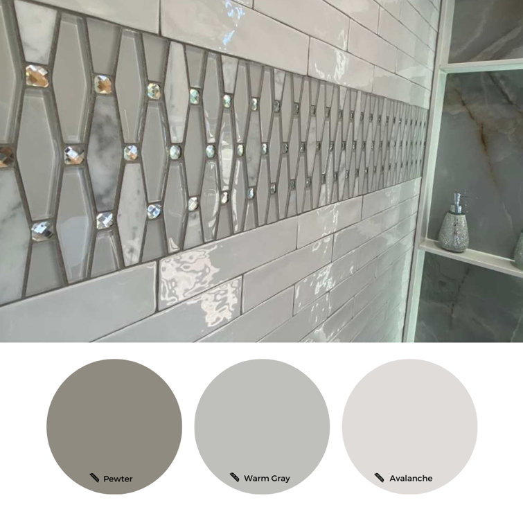 Carrara Diamond 12" x 12" White and Gray Glass Mosaic Wall Tile