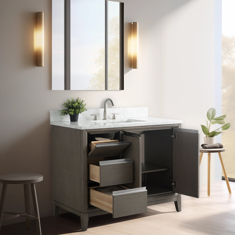 Driftwood Gray 42" Single Sink Bathroom Vanity with Marble Top