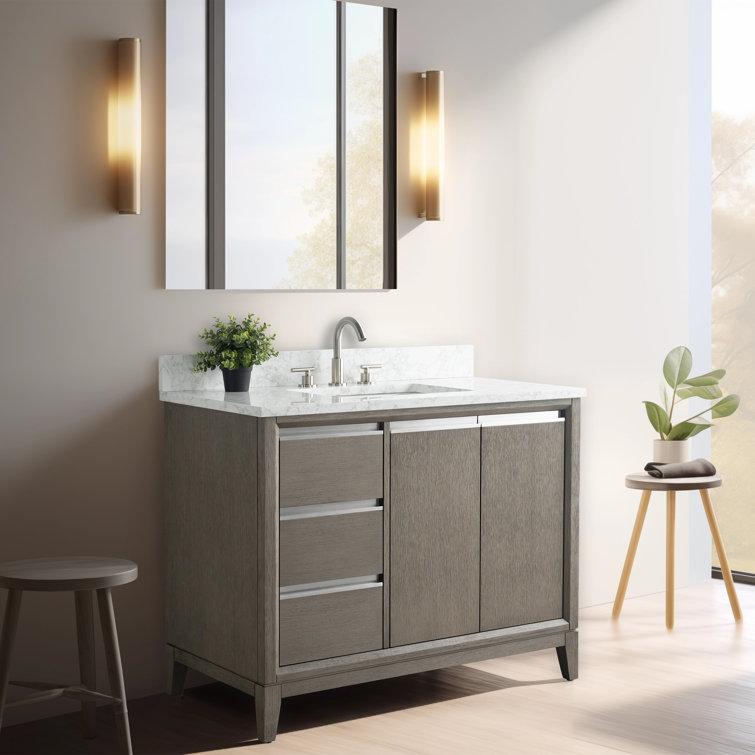 Driftwood Gray 42" Single Sink Bathroom Vanity with Marble Top