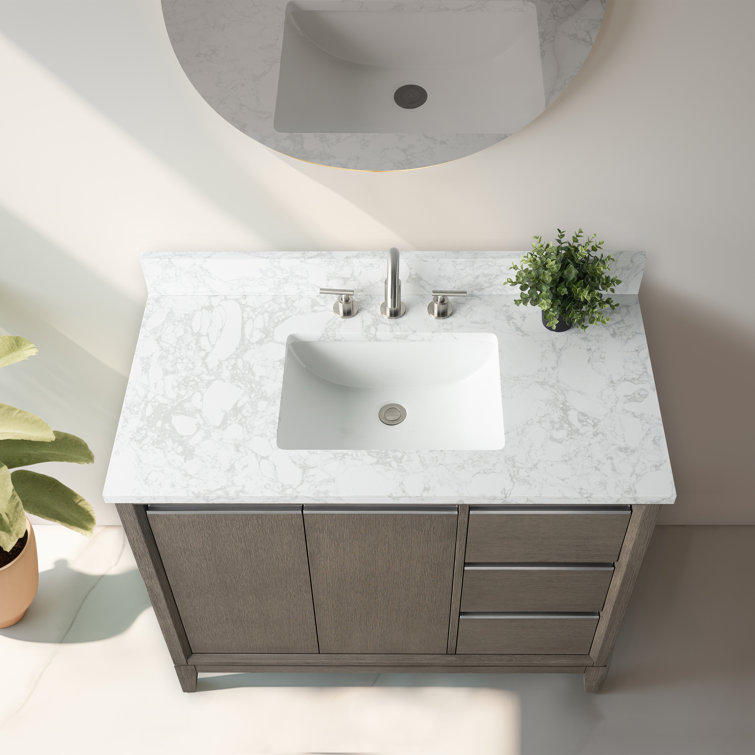 Driftwood Gray 42" Single Sink Bathroom Vanity with Marble Top
