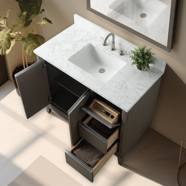 Driftwood Gray 42" Single Sink Bathroom Vanity with Marble Top