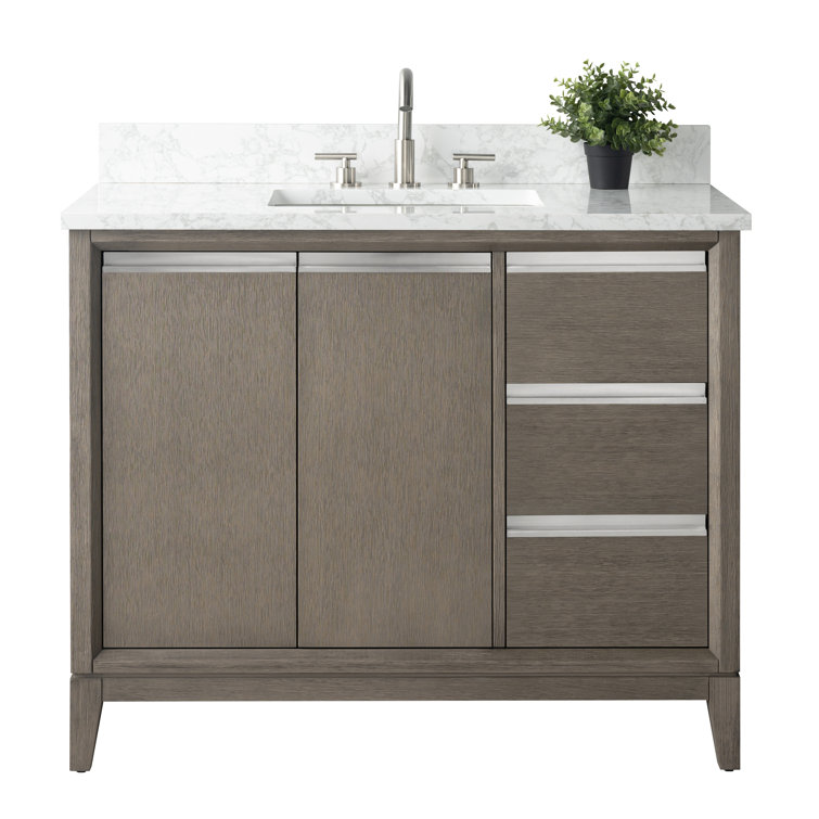 Driftwood Gray 42" Single Sink Bathroom Vanity with Marble Top