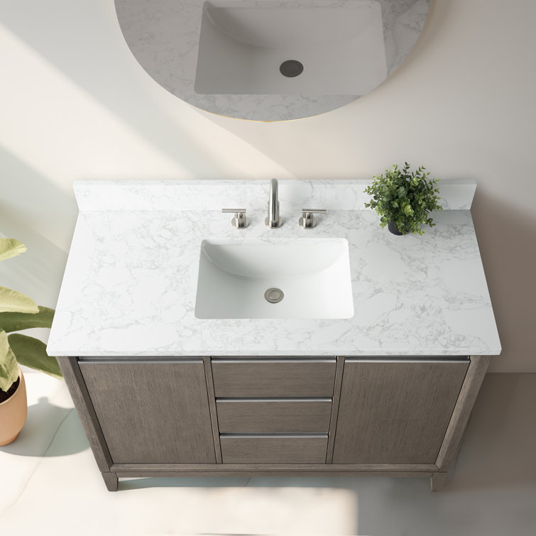 Driftwood Gray 48" Single Sink Bathroom Vanity with Engineered Marble Top
