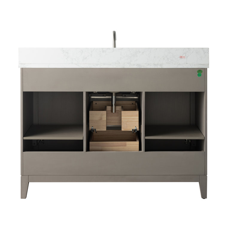 Driftwood Gray 48" Single Sink Bathroom Vanity with Engineered Marble Top