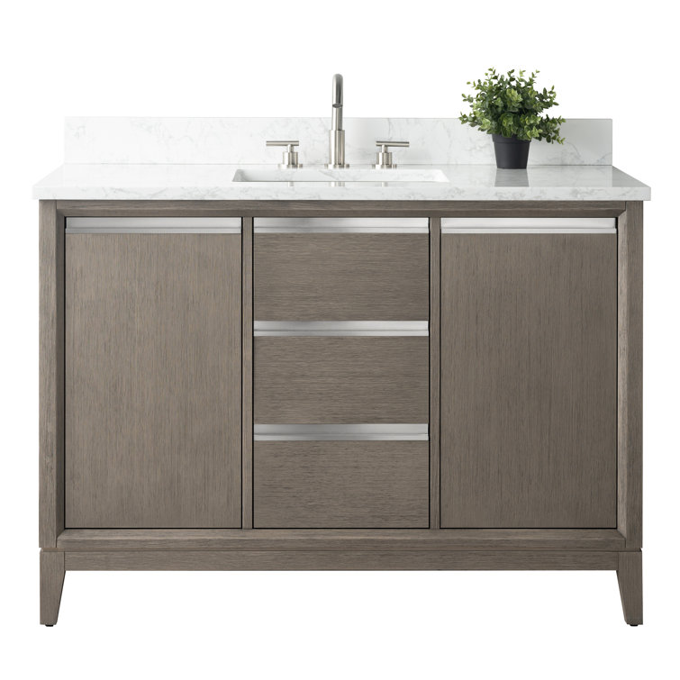 Driftwood Gray 48" Single Sink Bathroom Vanity with Engineered Marble Top