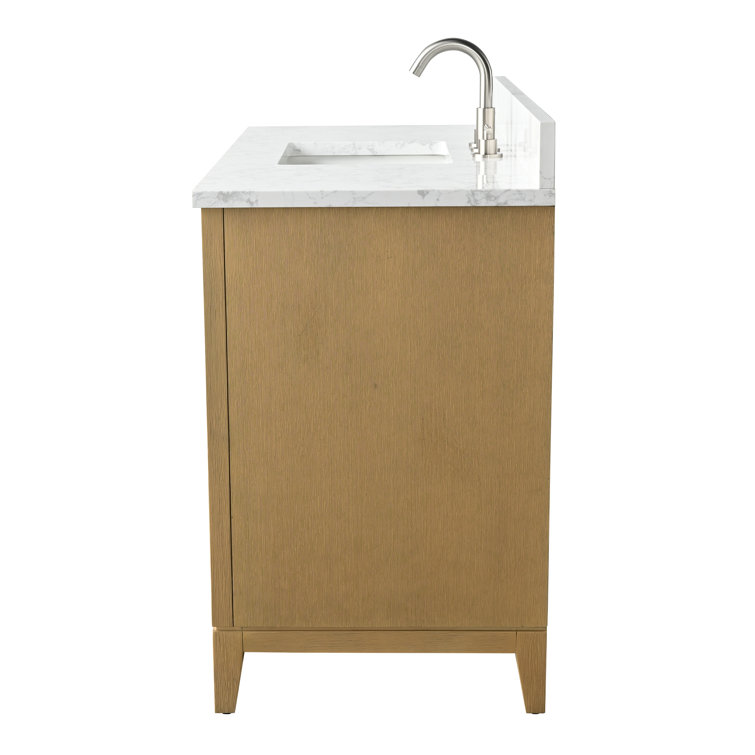 Natural Oak 48" Single Bathroom Vanity with Engineered Marble Top