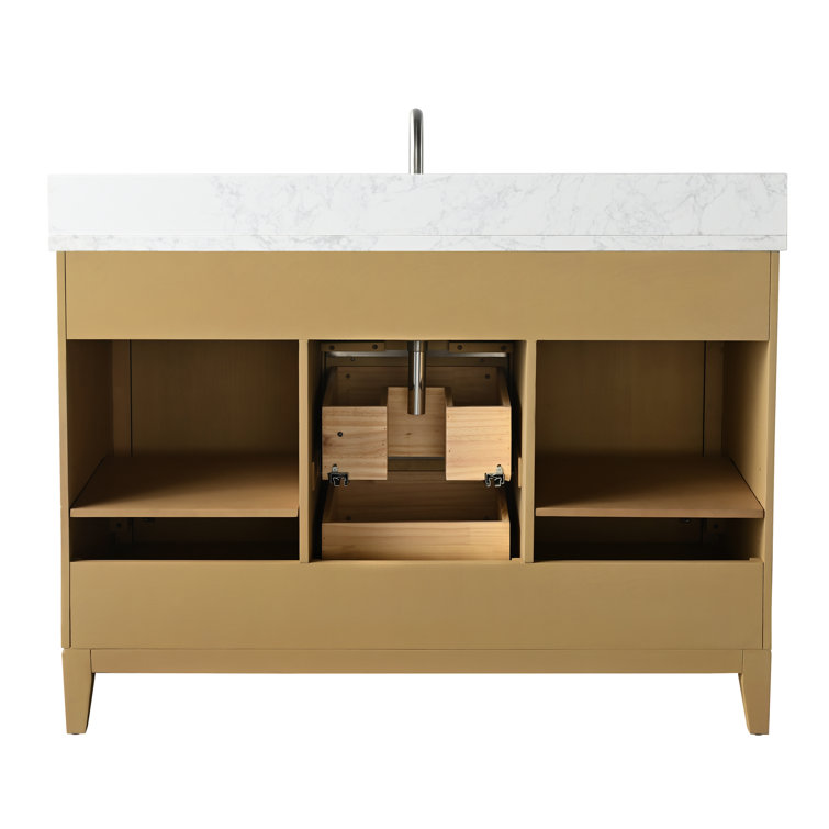 Natural Oak 48" Single Bathroom Vanity with Engineered Marble Top