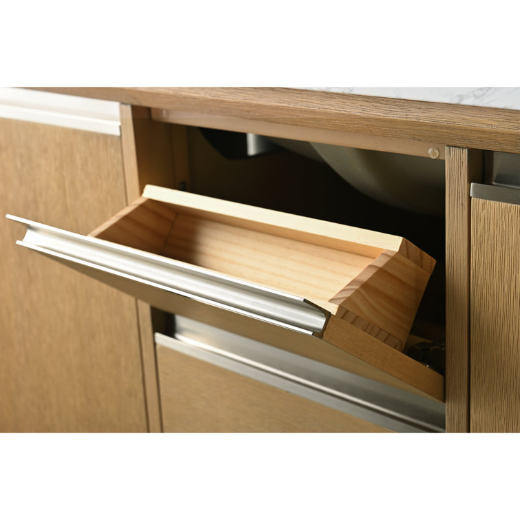 Natural Oak 48" Single Bathroom Vanity with Engineered Marble Top