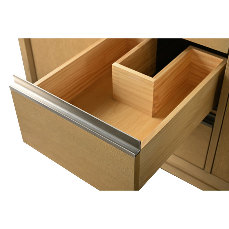 Natural Oak 48" Single Bathroom Vanity with Engineered Marble Top