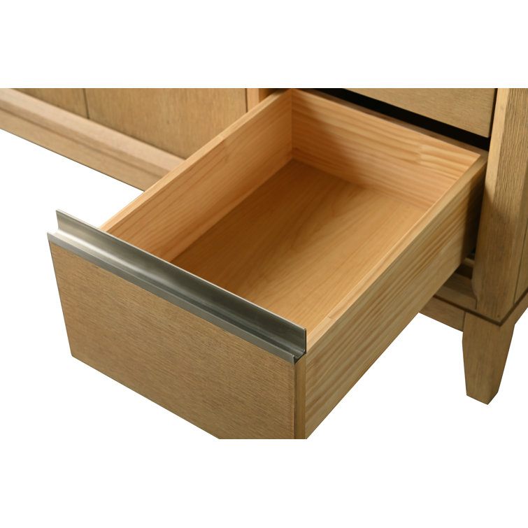 Natural Oak Single Sink Bathroom Vanity with Marble Top