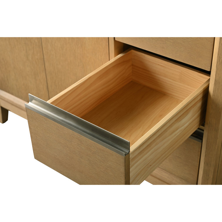 Natural Oak Single Sink Bathroom Vanity with Marble Top