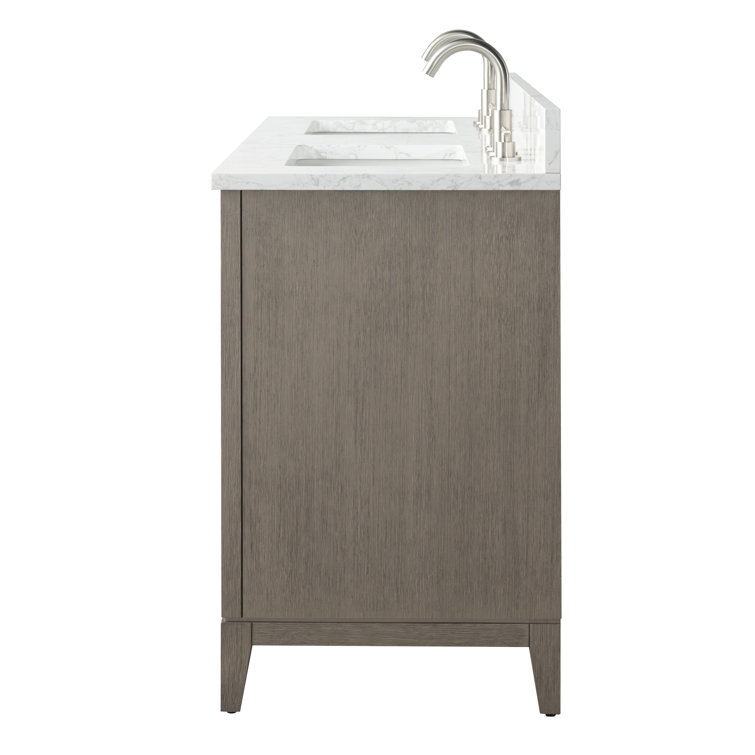 Driftwood Gray Double Sink Bathroom Vanity with Marble Top