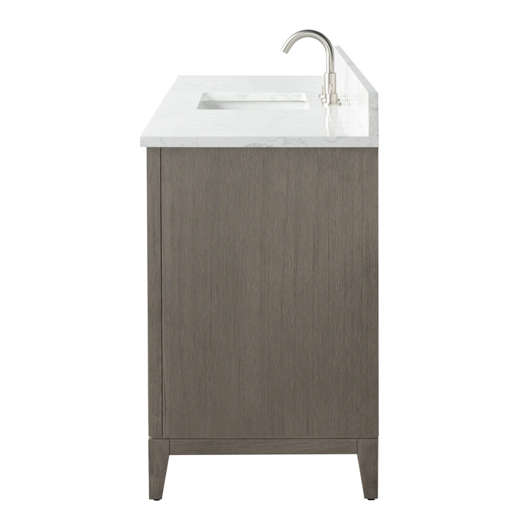 Driftwood Gray 60" Single Sink Bathroom Vanity with Engineered Marble Top