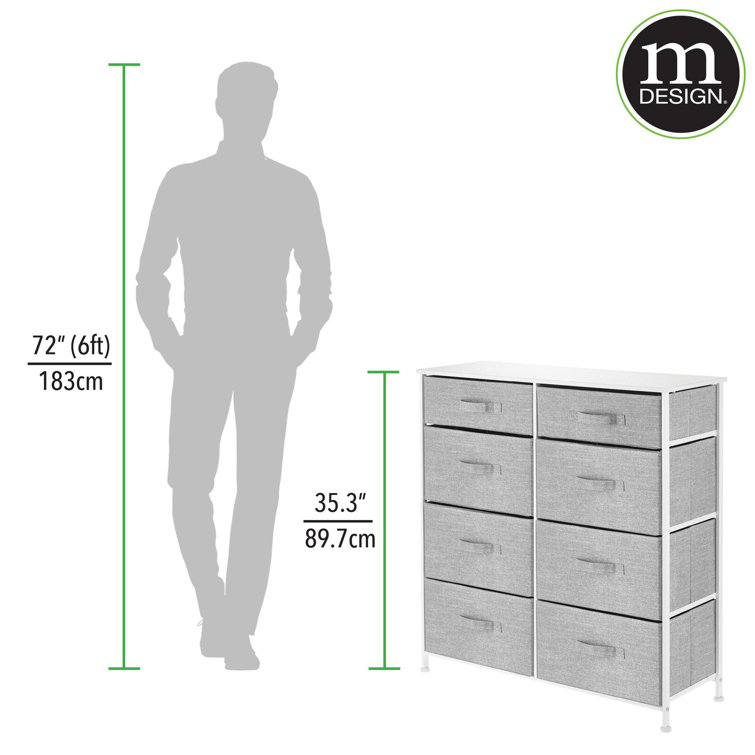Lido Gray Steel Frame 8-Drawer Tall Dresser with Wood Top