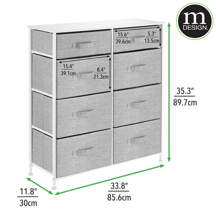 Lido Gray Steel Frame 8-Drawer Tall Dresser with Wood Top