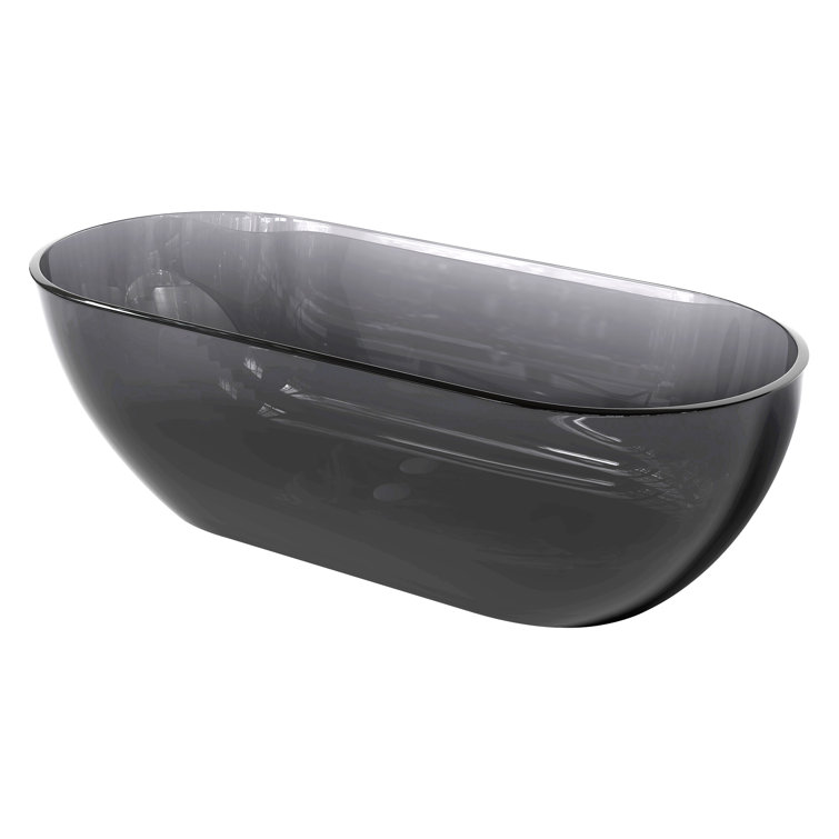 69'' Transparent Grey Solid Surface Freestanding Soaking Bathtub