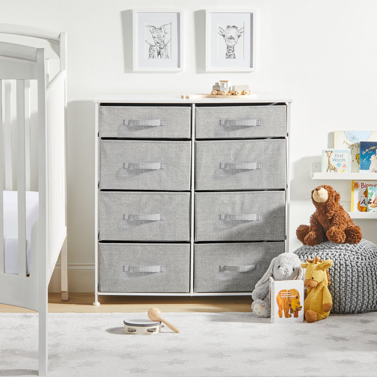 Lido Gray Steel Frame 8-Drawer Tall Dresser with Wood Top