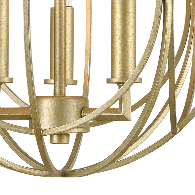 Mini Sphere Golden Silver 3-Light Chandelier with Clear Cord