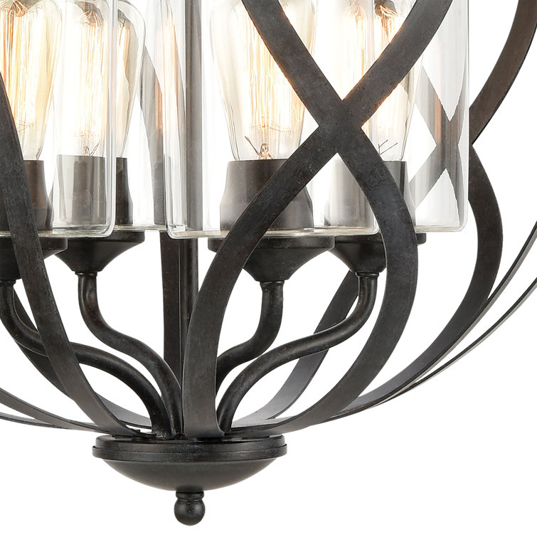Midnight Bronze 4-Light Globe Chandelier with Clear Glass Shades