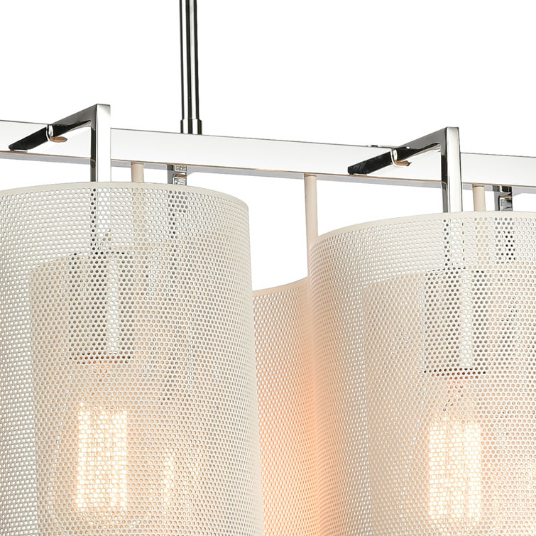 Matte White and Chrome 8-Light Island Chandelier