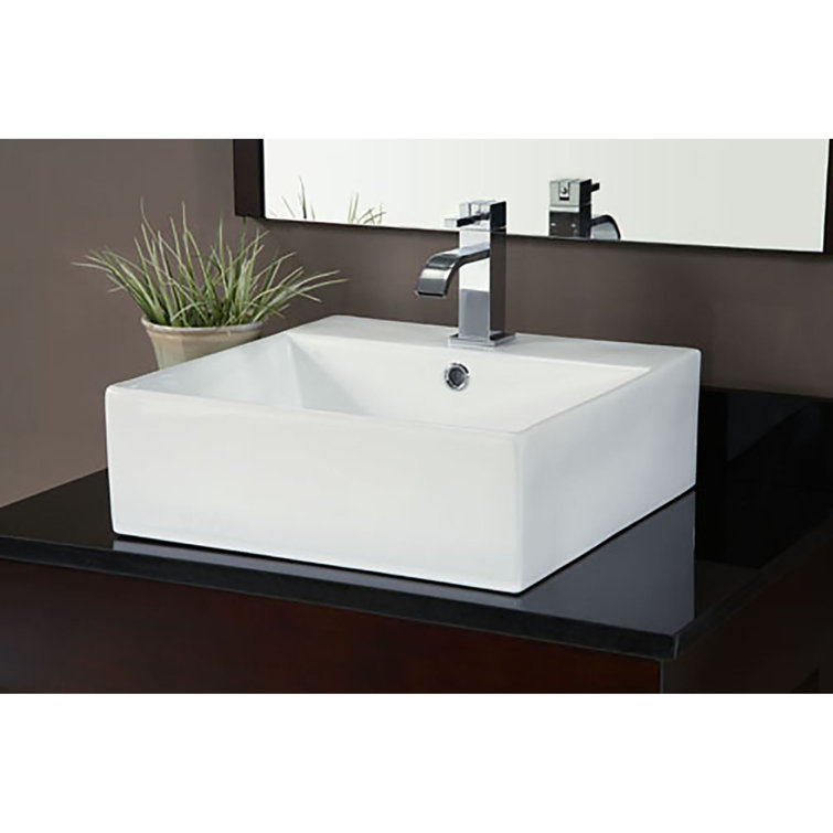 18.1'' White Ceramic Square Above-Counter Vessel Sink