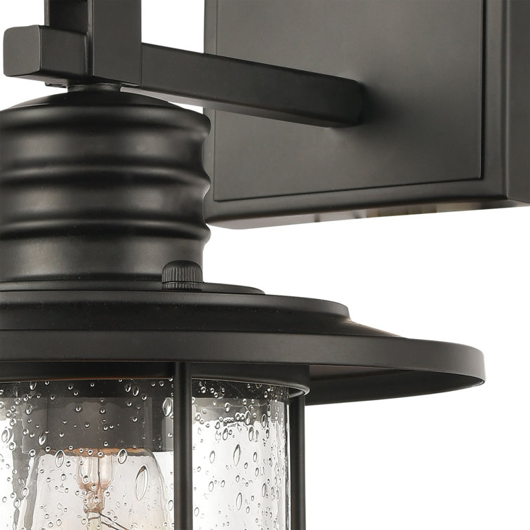 Lakeshore Drive Matte Black 1-Light Sconce with Seedy Glass Shade