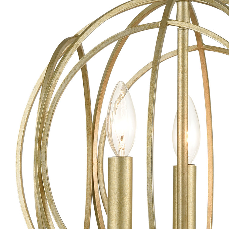Mini Sphere Golden Silver 3-Light Chandelier with Clear Cord