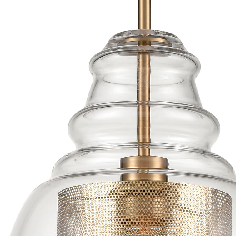 Antique Gold LED Pendant Light with Clear Glass Shade