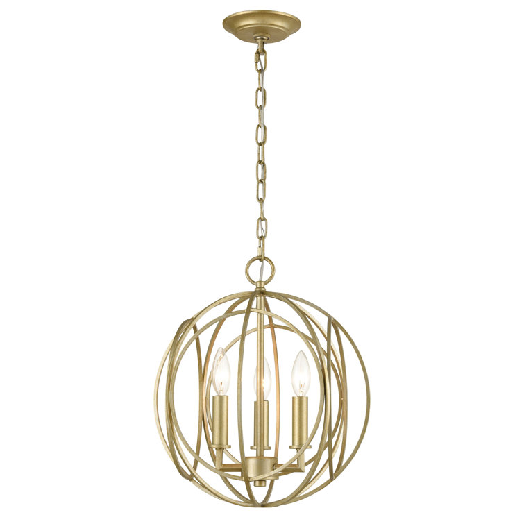 Mini Sphere Golden Silver 3-Light Chandelier with Clear Cord