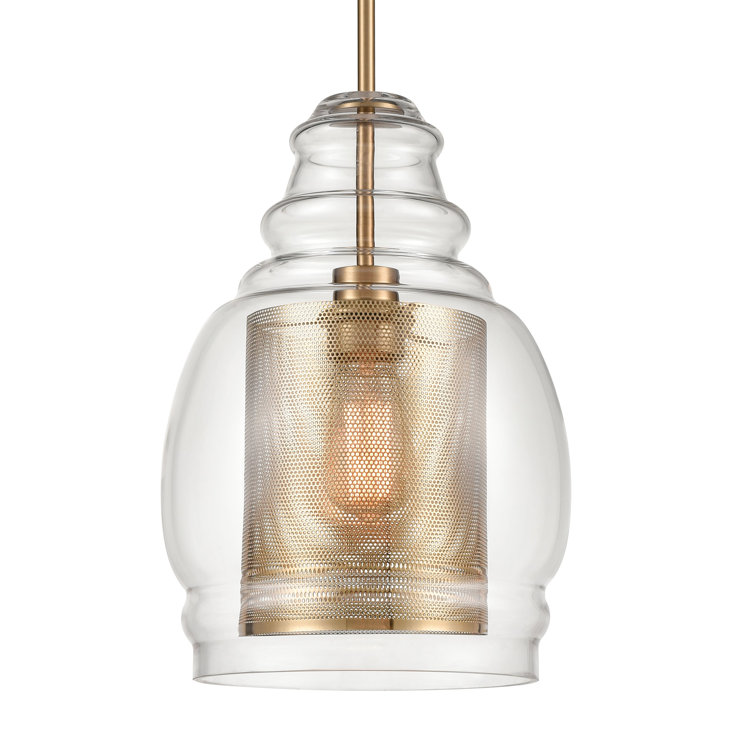 Antique Gold LED Pendant Light with Clear Glass Shade