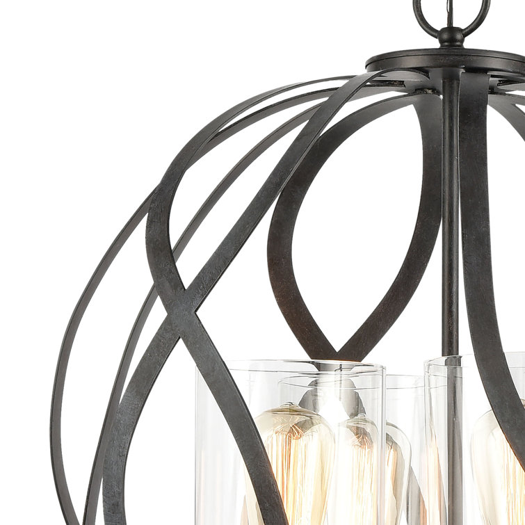 Midnight Bronze 4-Light Globe Chandelier with Clear Glass Shades