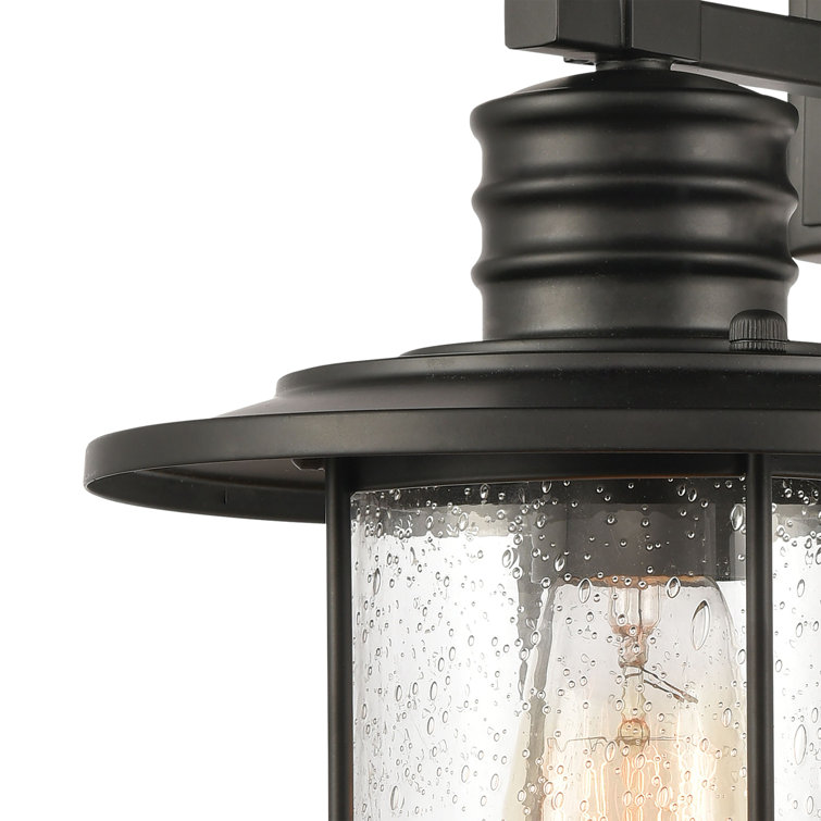 Lakeshore Drive Matte Black 1-Light Sconce with Seedy Glass Shade