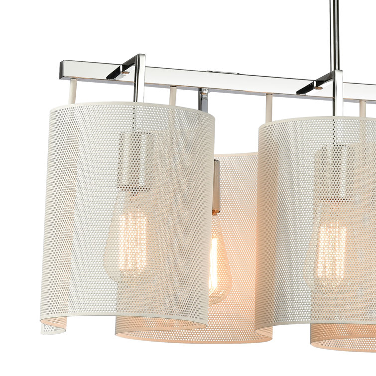 Matte White and Chrome 8-Light Island Chandelier