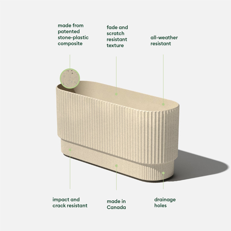 Sand 30" Concrete-Composite Fluted Long Planter